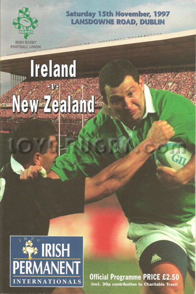 1997 Ireland v New Zealand  Rugby Programme